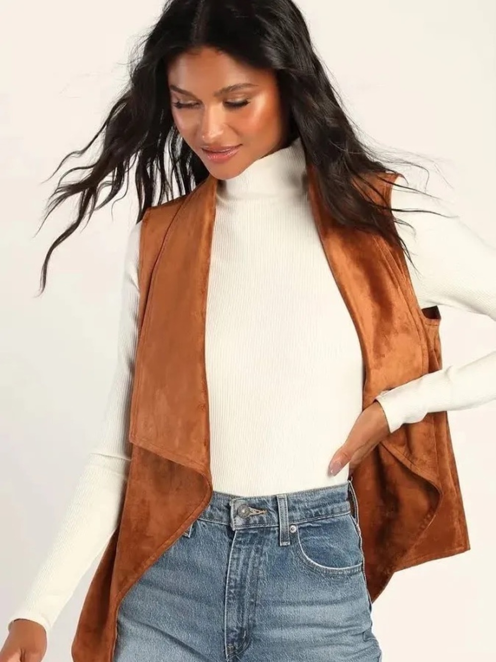 Lulus Brown Vegan Suede Vest